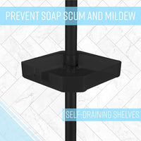 New Bath Bliss 4 Tier Tensions Corner Shower Caddy | Shower Shelves | Adjustable | Bathroom Organizer | Good for Bathtubs and Shower Stalls | Holds Large Bottles | Soaps | Washcloths | Matte Black