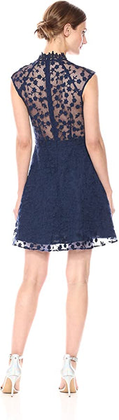 New with tags! BB Dakota Women's Becky Novelty Lace Mock neck Dress, Navy, Sz 2! Retails $75+