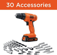 Brand new BLACK + DECKER LD120VA 20-Volt Max Lithium-Ion Drill/Driver with 30 Accessories!