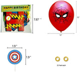 Birthday Party Supplies Set for Kids, Superhero Avengers Theme Decorations Kits Include Birthday Banner, Balloons, Cupcake Toppers, Gold Flat Ribbon