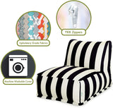 New Super Chic & Cozy Nautical Style Indoor & Outdoor Friendly Bean Bag Lounger by Majestic Home in Black & White Striped! Retails $250+