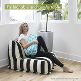 New Super Chic & Cozy Nautical Style Indoor & Outdoor Friendly Bean Bag Lounger by Majestic Home in Black & White Striped! Retails $250+