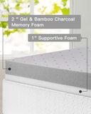 New BedStory 3 Inch Gel Bamboo Charcoal Memory Foam Mattress Topper, 2 Layers, Ventilated Design, Cooling - CertiPUR-US (Full/Double, 54*74Inch) Retails $146+