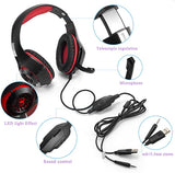 Beexcellent GM-1 Over-Ear Wired 3.5mm Pro Gaming Headset Surround Sound Gaming Headphone with LED Effect and Microphone for PC, Laptop, Tablet, PS4, Xbox, Cell Phone (Red)
