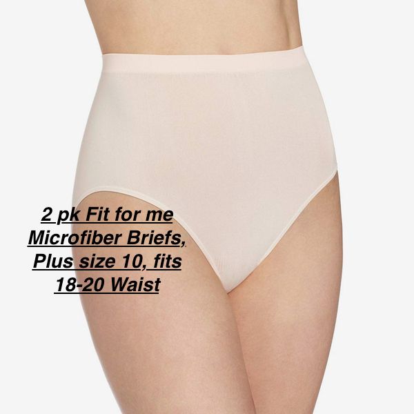 Brand new no package! Women's 2 pack Fit For me Plus size Briefs, Beige, sz 10, Fits 18-20 Waist!