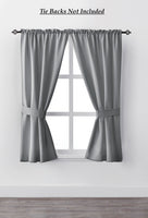 New Mainstays Bennett 63" Rod Pocket Window Curtain Drapery Panel Set, Grey! TIE BACKS NOT INCLUDED!