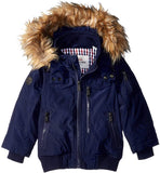 New Nordstroms Navy Blue Ben Sherman Kids Boys Parka Winter Jacket, removable fur trim, Sz 10/12! Retails $170+