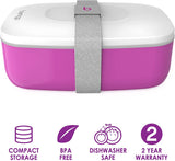 Bentgo Classic - All-in-One Stackable Bento Lunch Box Container - Modern Bento-Style Design Includes 2 Stackable Containers, Built-in Plastic Utensil Set, and Nylon Sealing Strap (Purple)