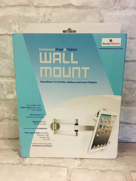 Universal Tablet Wall Mount for Hands Free Viewing in Your Home, Office, Store, or Bedroom Wall with a Single Swivel Arm for Maximum Flexibility -Rotation: 360° - Swivel: 180° - Tilt: ±45°