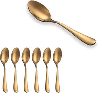 New Berglander Titanium Gold Plated Stainless Steel Mini Spoons¬Coffee Spoons, ice Cream Spoon, Golden Mocha Spoon, Pack of 6
