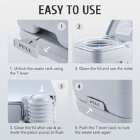 New in box! Bestco Lightweight Portable Toilet Travel Potty for Camping Hunting More, Bellows Pump! Retails $199+