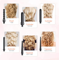 New in box! BESTOPE Curling Iron 6 In 1 Curling Wand Set with 6 Interchangeable Ceramic Hair Curler Wands with Temperature Control & LCD for All Hair Types,Included Glove and 2 Clips, 0.35 to 1.25inch