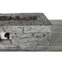 Brand new 42 Inch long Bevins Cast Stone Finish Propane Gas Fire Pit Table! Includes Nylon Cover & Filler! Retails $940+