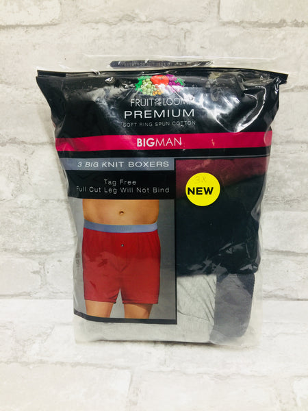 Fruit of the Loom Soft spun cotton Big Man 3 pack knit boxers, Sz 3X!