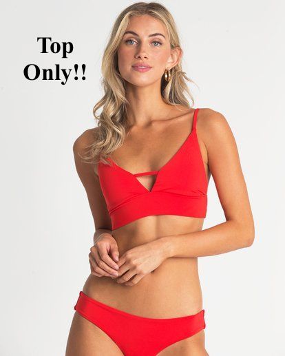 New with tags! Billabong Sol Searcher V Cami Bikini Top TOP ONLY! Red! Sz M! Retails $58+
