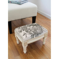Farrar Bird's Nest Foot Stool Ottoman by One Allium Way! Unique and cute footstool is made of carved solid hardwood, covered with heavy linen fabric and finished with double-welt. Retails $210+ On Sale!