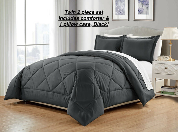 Premier Bamboo Comfort 3 Piece Comforter set! Black Twin! Lightweight~Ultra Soft~All Season!