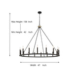 New in box! Wayfair Massive 4 Foot Diameter Laurel Foundry Modern Farmhouse Black & Brass 16 Light Candle Style Wagon Wheel Chandelier! Retails $740+
