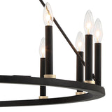 New in box! Wayfair Massive 4 Foot Diameter Laurel Foundry Modern Farmhouse Black & Brass 16 Light Candle Style Wagon Wheel Chandelier! Retails $740+