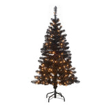 4.5' Grand Fir Black Artificial Christmas Pre-Lit Tree With 150 Clear Lights! Retails $128+