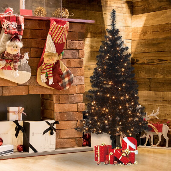 4.5' Grand Fir Black Artificial Christmas Pre-Lit Tree With 150 Clear Lights! Retails $128+