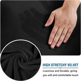 New H. Versailtex Real Velvet Plush 3 Piece Stretch Cover for 2 Cushion Loveseat (Base Cover Plus 2 Individual Cushion Covers) Thick Soft Stay in Place (Medium Sofa, Black)