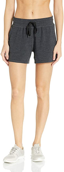 New with tags! Amazon Essentials Women's Brushed Tech Stretch Short in Black Space Dye, Sz L!