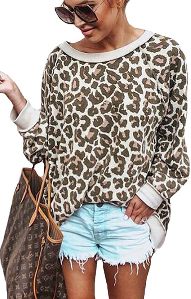New Women's Blooming Jelly Sweatshirt Leopard Print Pullover, Sz M! For Baggy Look size up higher than usual size!