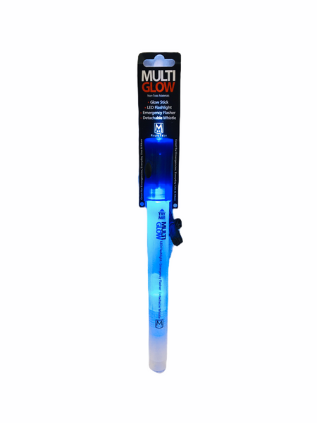 Brand new Multi-Glow LED Flashlight & Glow Stick with Emergency Flasher & Detachable Whistle! Great for Home, Auto, Camping & Boat! Batteries NOT Included! BLUE!