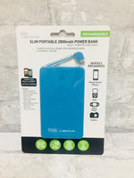 Brand new itek by Soundlogic Slim Rechargeable Portable 2800mAh Powerbank w/Built-in Micro USB Cable
