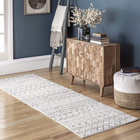 New nuLOOM Moroccan Blythe Runner Rug, 2' x 6', Grey/Off-white, Made in Turkey!