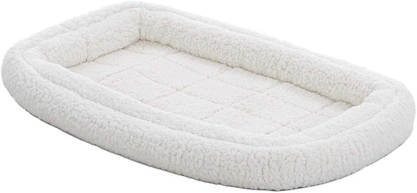 New Midwest Homes for Pets Double Bolster Pet Bed, White Fleece, 22"! Fits 22" Crates!