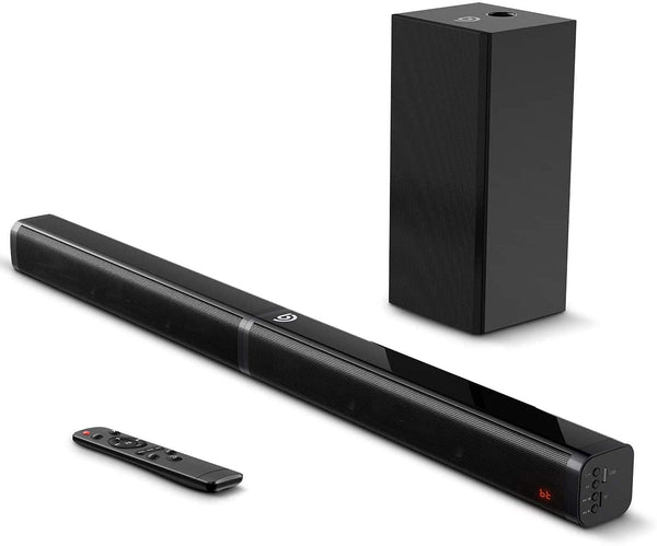 New was store display! Tested sounds great! Bomaker 2.1 Slim TV Sound Bar, Sound Bar with Subwoofer, 110dB/100W, 5 EQ Modes, 31 Inch! Includes Remote! No Box, No manual!