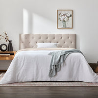 New Dorel Home Upholstered Panel Headboard in Bone Beige! Size Full/Double! Fits all Bed Frames!