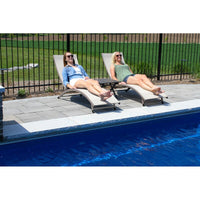 Amazing Bontang Sun Lounger Set with Table! Colour is Pearl! Fully reclining 4 position sleek Acrylic Mesh & Aluminum Frame recliners & Table! Rust Free aluminum! Retails $529+