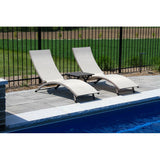 Amazing Bontang Sun Lounger Set with Table! Colour is Pearl! Fully reclining 4 position sleek Acrylic Mesh & Aluminum Frame recliners & Table! Rust Free aluminum! Retails $529+