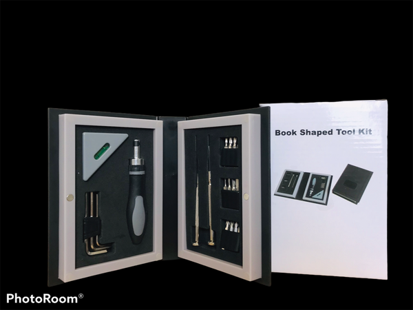 Brand new Tool Kit - 19 Piece! Easy storage for car, boat or home! Includes set of precision screwdrivers, screwdriver heads, level, hex keys & more!