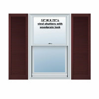 New in box! Builders Edge Custom Straight Top All Louvre Open Louvre Shutter (Set of 2) in Bordeax, More Brown than red, sz 12"X X 75" L, Retails $409+