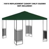 New Wayfair 10'X10' Gazebo Canopy Top Replacement 1Tier Patio Outdoor Sunshade Cover UV30, Green, GAZEBO NOT INCLUDED!