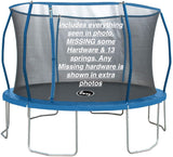 Brand New Bounce Master 12' Trampoline with Enclosure Combo, MISSING some Hardware as shown in pictures, great for someone who has an existing trampoline to use your existing hardware!