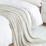New Bourina Textured Solid Ultra Soft Knitted Decorative Blanket, 60" x 80",Beige, Retails $70+