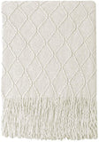 New Bourina Textured Solid Ultra Soft Knitted Decorative Blanket, 60" x 80",Beige, Retails $70+