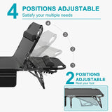 New Adjustable 4-Position Adults Reclining Folding Chaise Lounge Chair with Pillow Portable Folding Camping Cot by BOZTIY, Black! Retails $229+