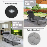 New Adjustable 4-Position Adults Reclining Folding Chaise Lounge Chair with Pillow Portable Folding Camping Cot by BOZTIY, Black! Retails $229+