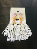 New Nordstrom B.P. Beaded drop tassel earrings, post backs. Retails $45+