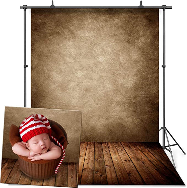 New VEOEOV Photo Backdrop, 5X7ft Retro Brown Wall Wood Floor Backdrops for Photography, Thickened Photo Backdrop for Newborn Photography, Photo and Video Studio