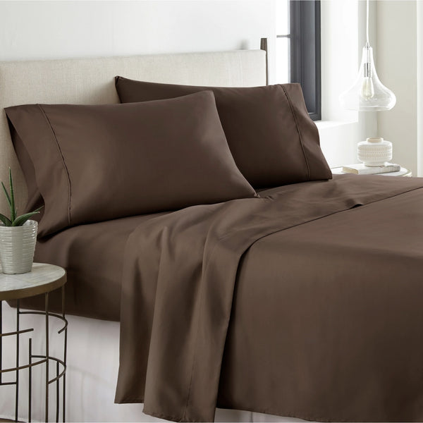 Premier Bamboo Essence 2500 Wrinkle Free, Fade Resistant Deep Pocket Sheet Set! Fits Mattresses Up To 16 Inches! King, Choclate!
