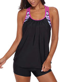 New Women's Bsubseach Racerback Tankini Swimsuit Patchwork Sport 2 Piece in Rose! Sz M!