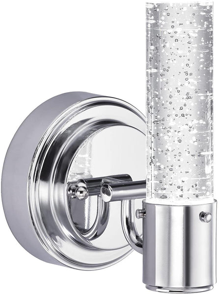 New Westinghouse 6307600 Cava One-Light LED Indoor Wall Fixture, Chrome Finish with Bubble Glass