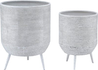 FirsTime & Co. Buena Vista Planter 2-Piece Set, American Crafted, Aged White, Indoor/Outdoor, 14 & 19", Retails $162+